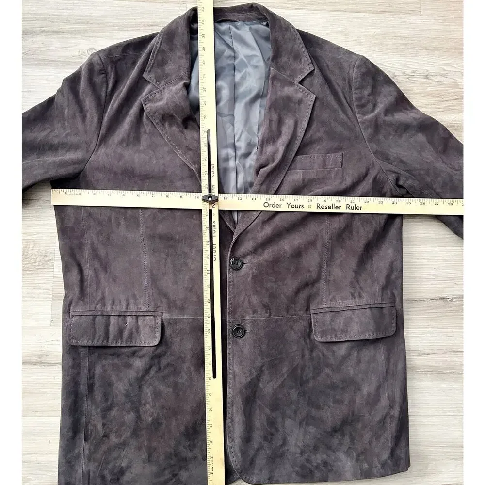 $1300 Willam & Kent Men’s Luxury 100% Goat Suede Charcoal Blazer Coat Sz 2XL EUC
